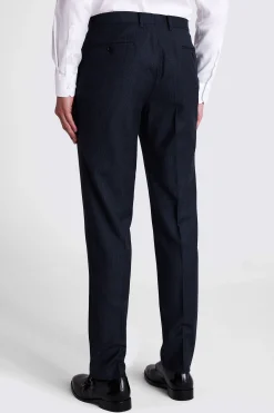 Tailored Fit Navy Check Performance Trousers