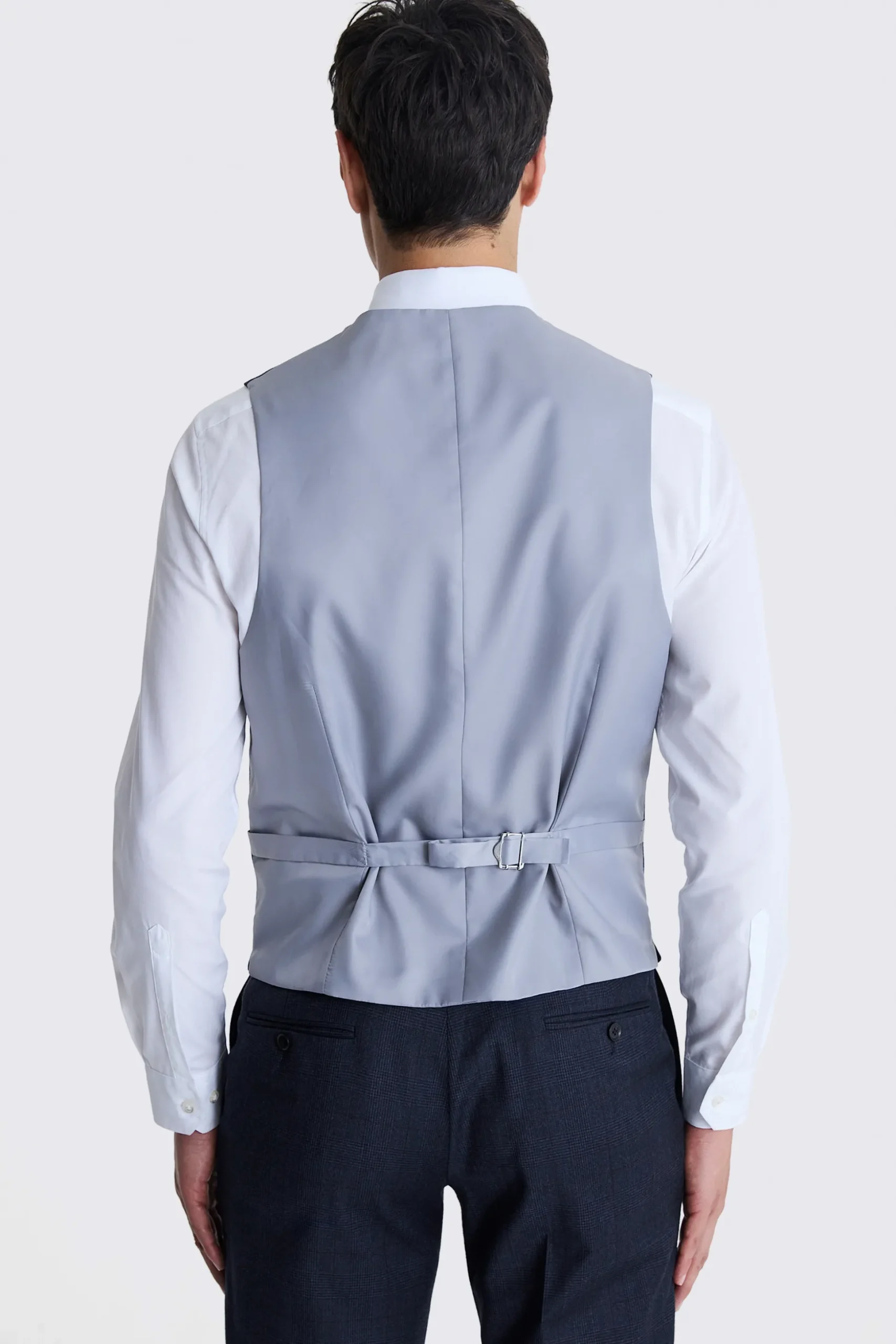 Tailored Fit Navy Check Performance Waistcoat