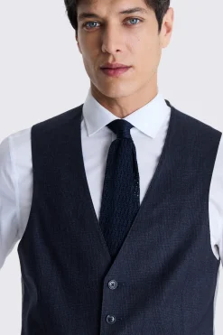Tailored Fit Navy Check Performance Waistcoat