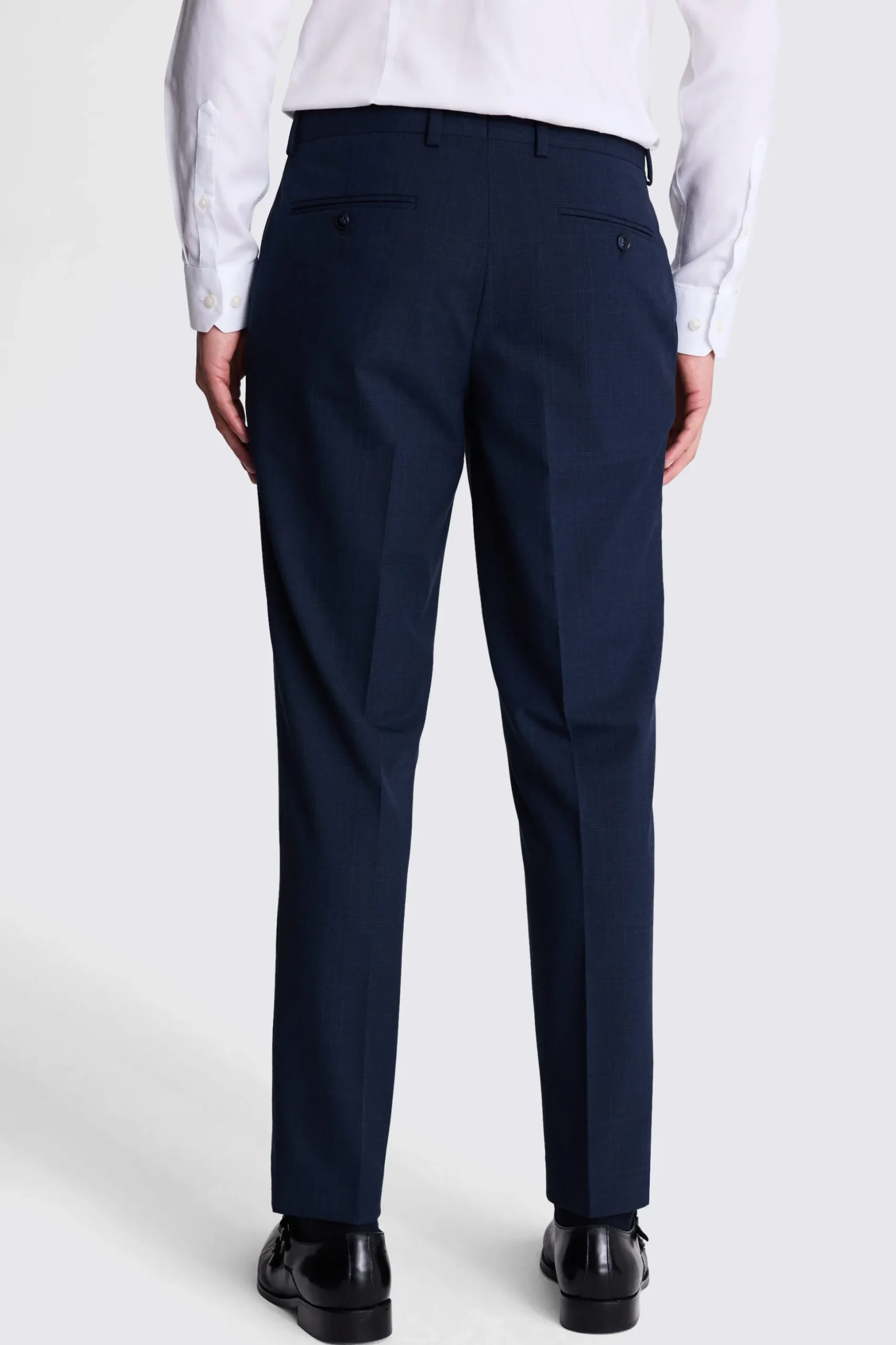 Tailored Fit Navy Check Trousers