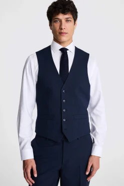 Tailored Fit Navy Check Waistcoat
