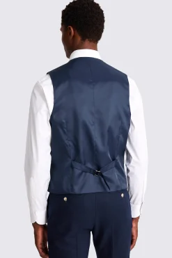 Tailored Fit Navy Matte Linen Waistcoat