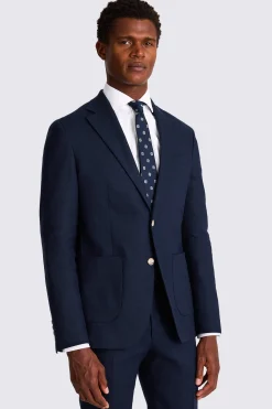 Tailored Fit Navy Matte Linen Suit