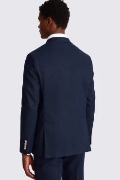 Tailored Fit Navy Matte Linen Suit