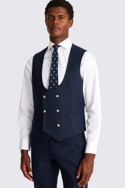 Tailored Fit Navy Matte Linen Suit
