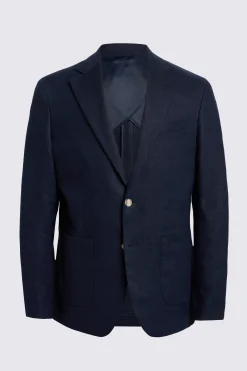 Tailored Fit Navy Matte Linen Suit