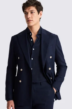 Tailored Fit Navy Matte Linen Suit