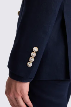 Tailored Fit Navy Matte Linen Suit