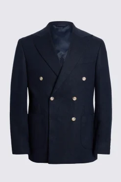 Tailored Fit Navy Matte Linen Suit