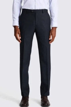 Tailored Fit Navy Slub Trousers