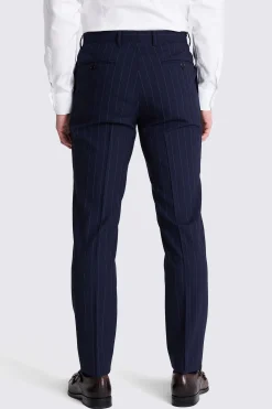 Tailored Fit Navy Stripe Performance Trousers