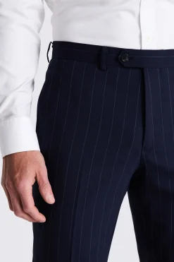 Tailored Fit Navy Stripe Performance Trousers