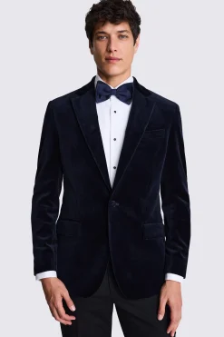 Tailored Fit Navy Velvet Jacket