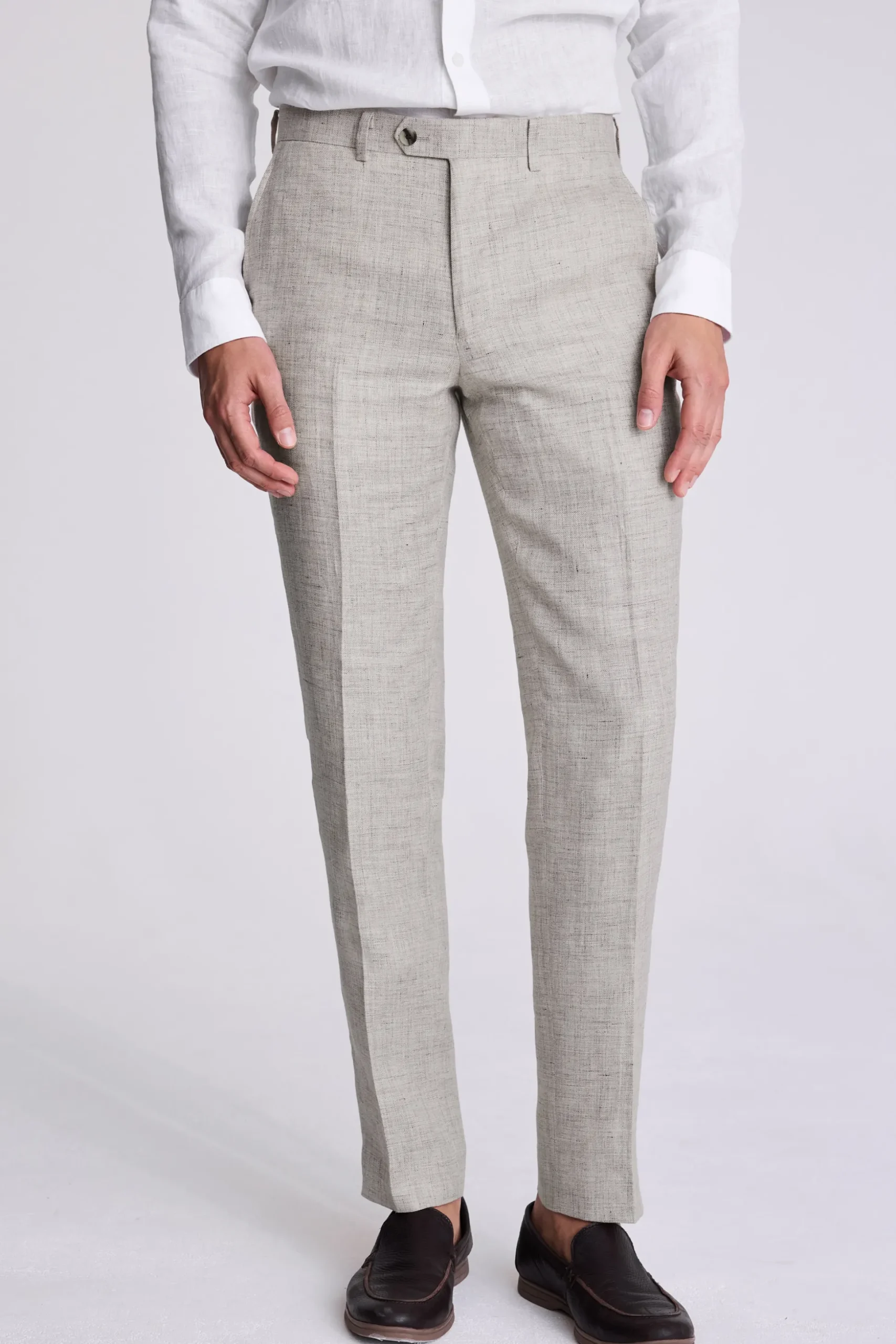 Tailored Fit Neutral Linen Trousers