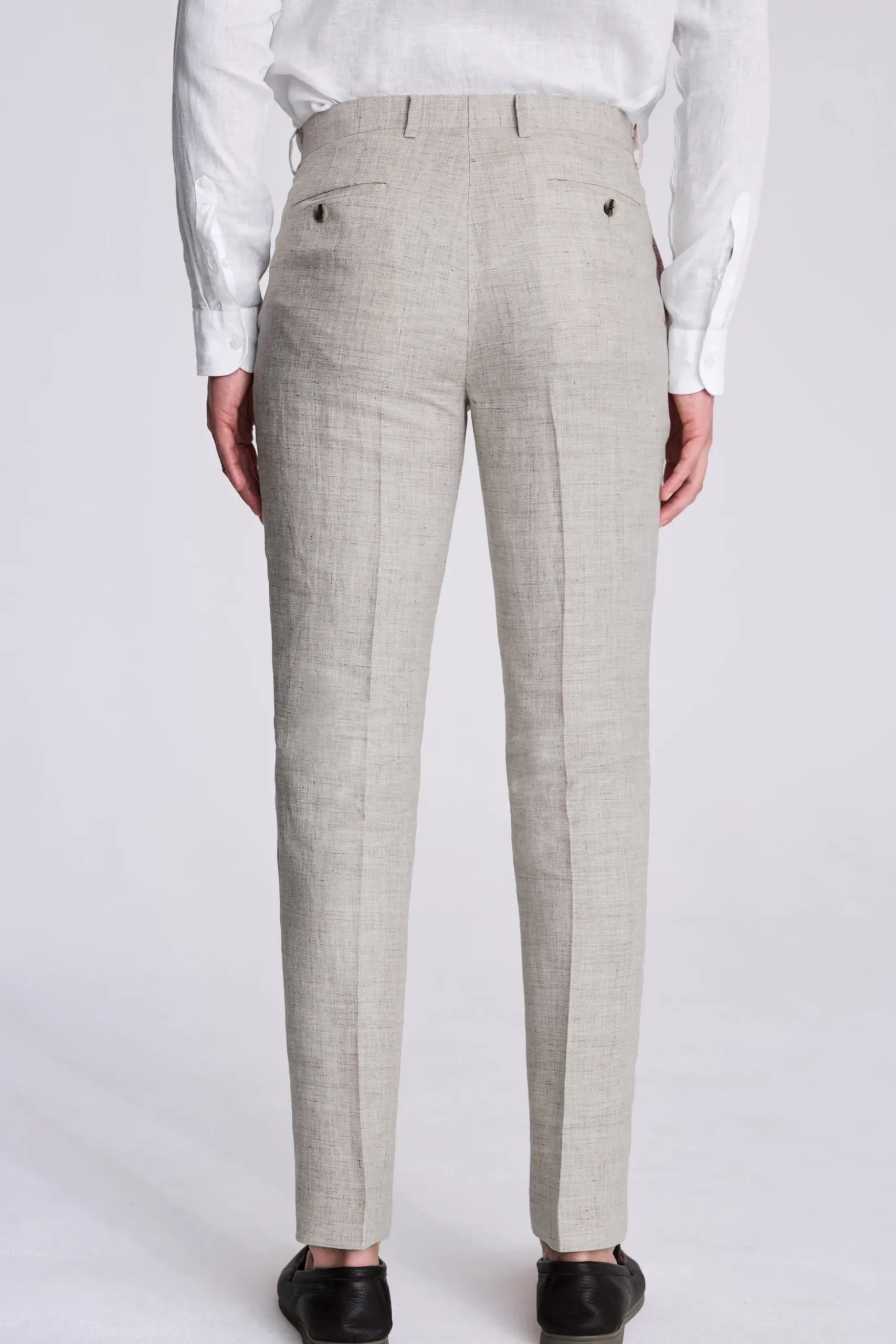 Tailored Fit Neutral Linen Trousers