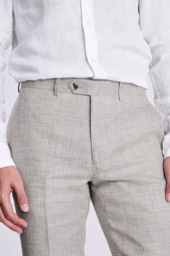 Tailored Fit Neutral Linen Trousers