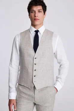 Tailored Fit Neutral Linen Waistcoat