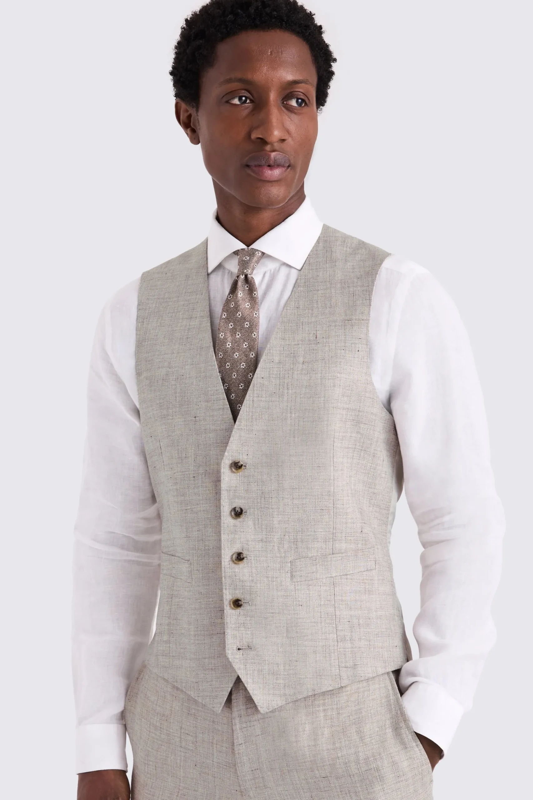 Tailored Fit Oatmeal Linen Suit