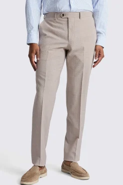 Tailored Fit Oatmeal Seersucker Trousers