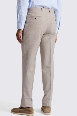 Tailored Fit Oatmeal Seersucker Trousers