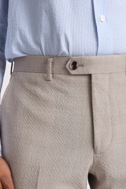 Tailored Fit Oatmeal Seersucker Trousers