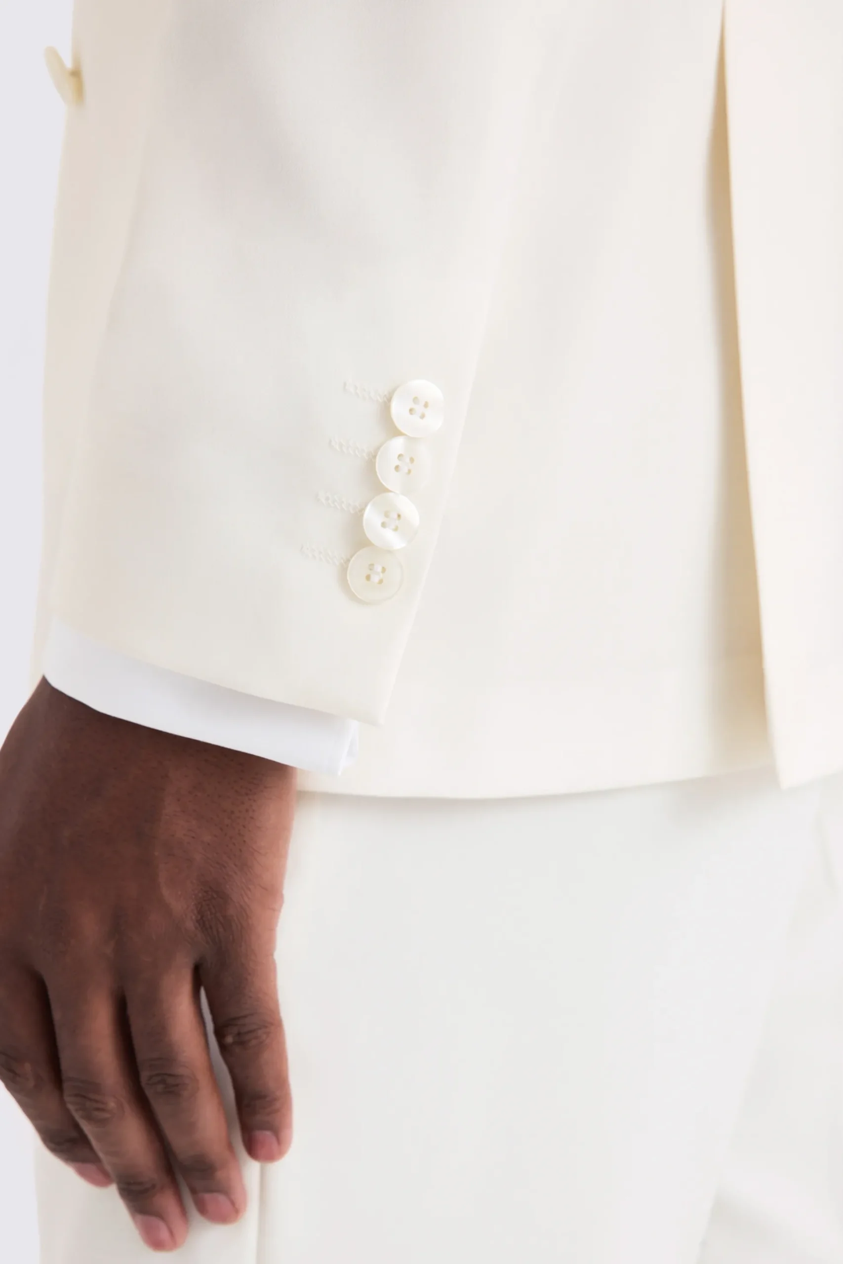 Tailored Fit Off White Tuxedo Jacket