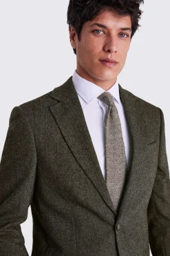Tailored Fit Olive Herringbone Suit