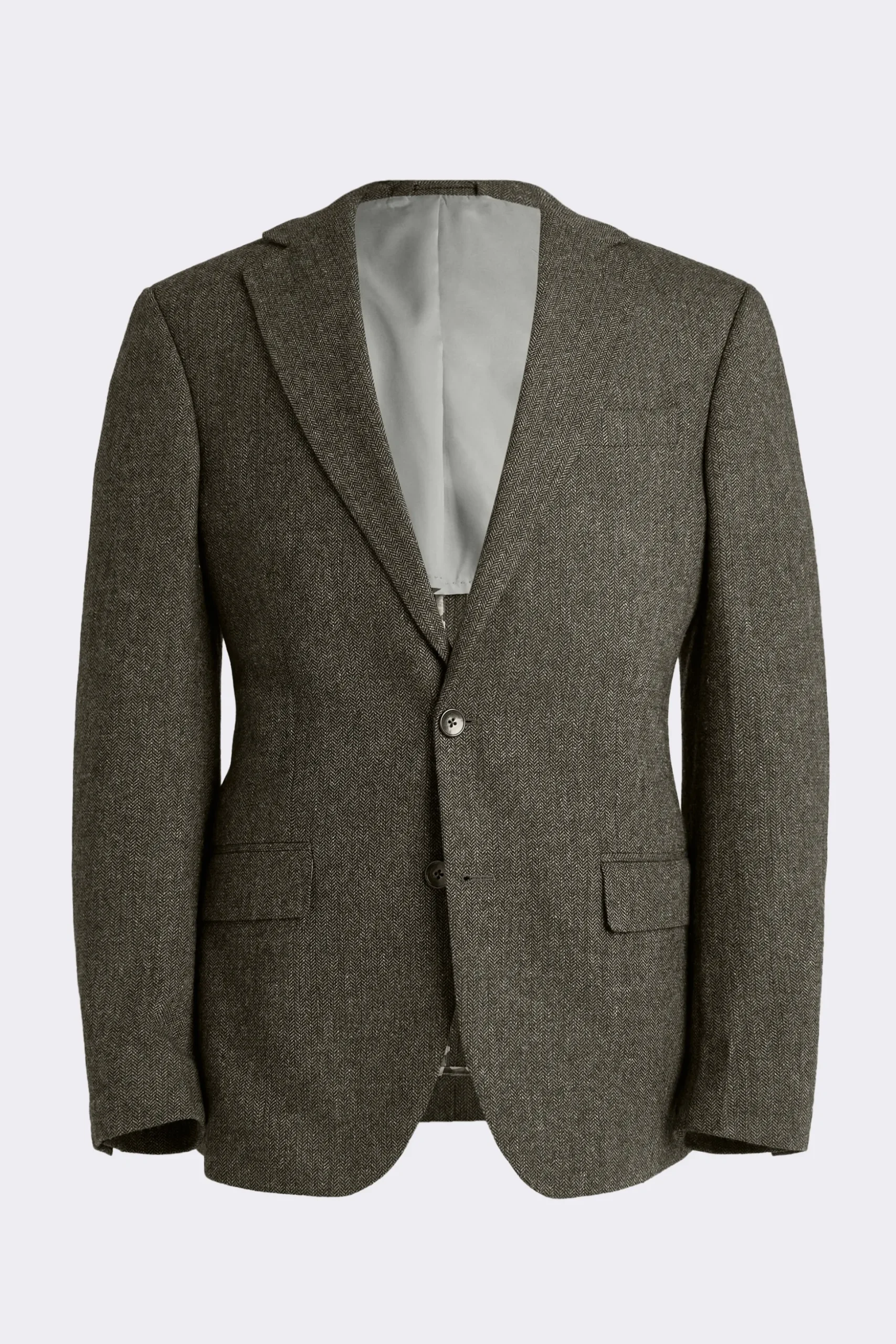 Tailored Fit Olive Herringbone Suit