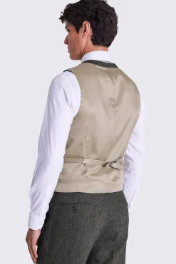Tailored Fit Olive Herringbone Waistcoat