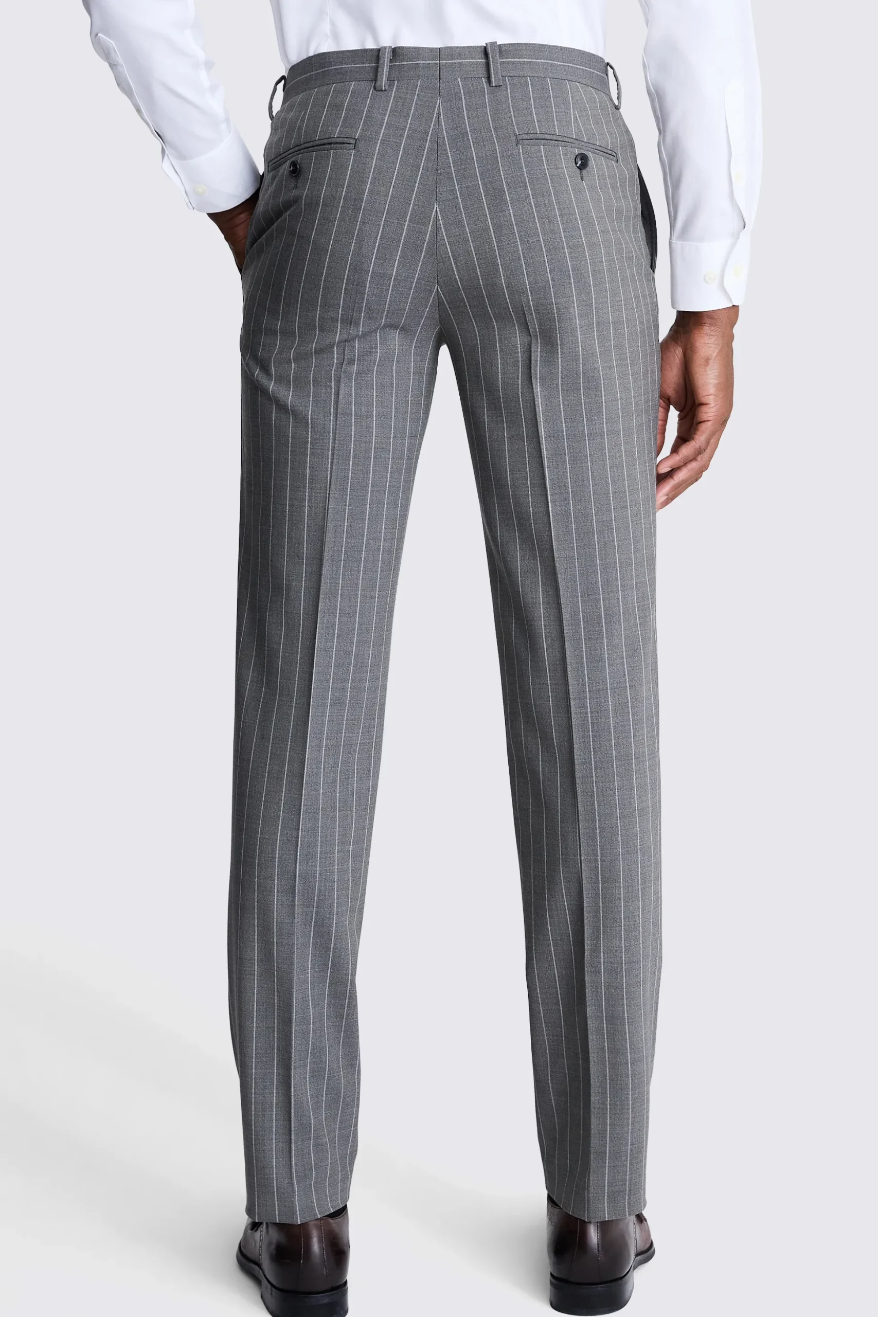 Tailored Fit Sage Stripe Performance Trousers