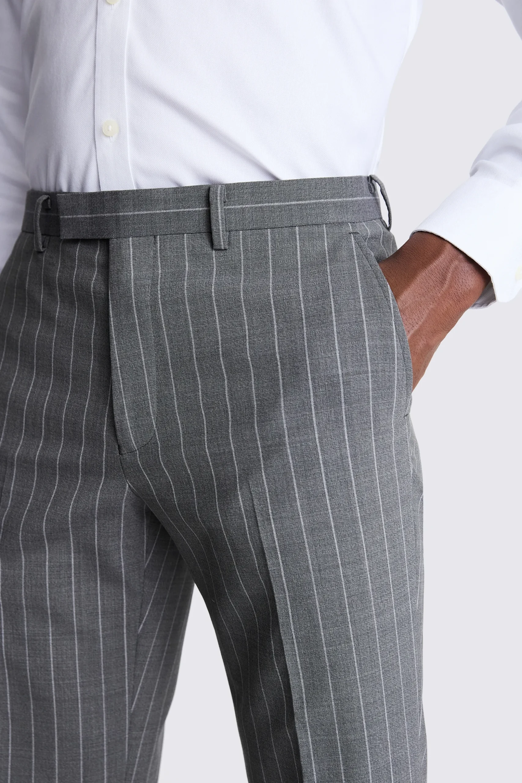 Tailored Fit Sage Stripe Performance Trousers