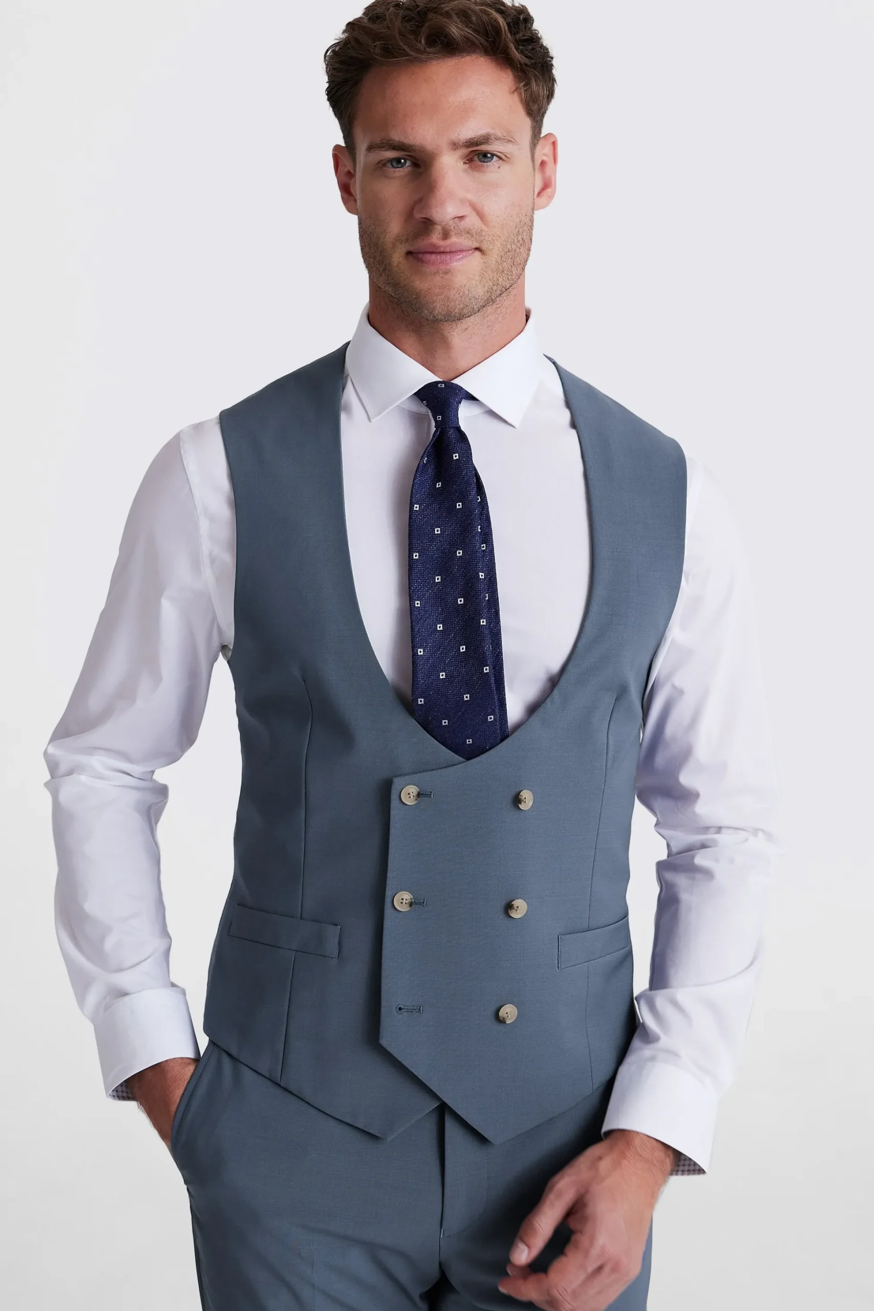 Tailored Fit Steel Blue Performance Waistcoat