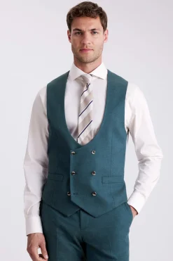 Tailored Fit Teal Flannel Waistcoat