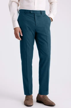 Tailored Fit Teal Flannel Trousers