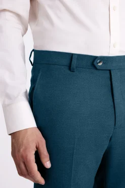 Tailored Fit Teal Flannel Trousers