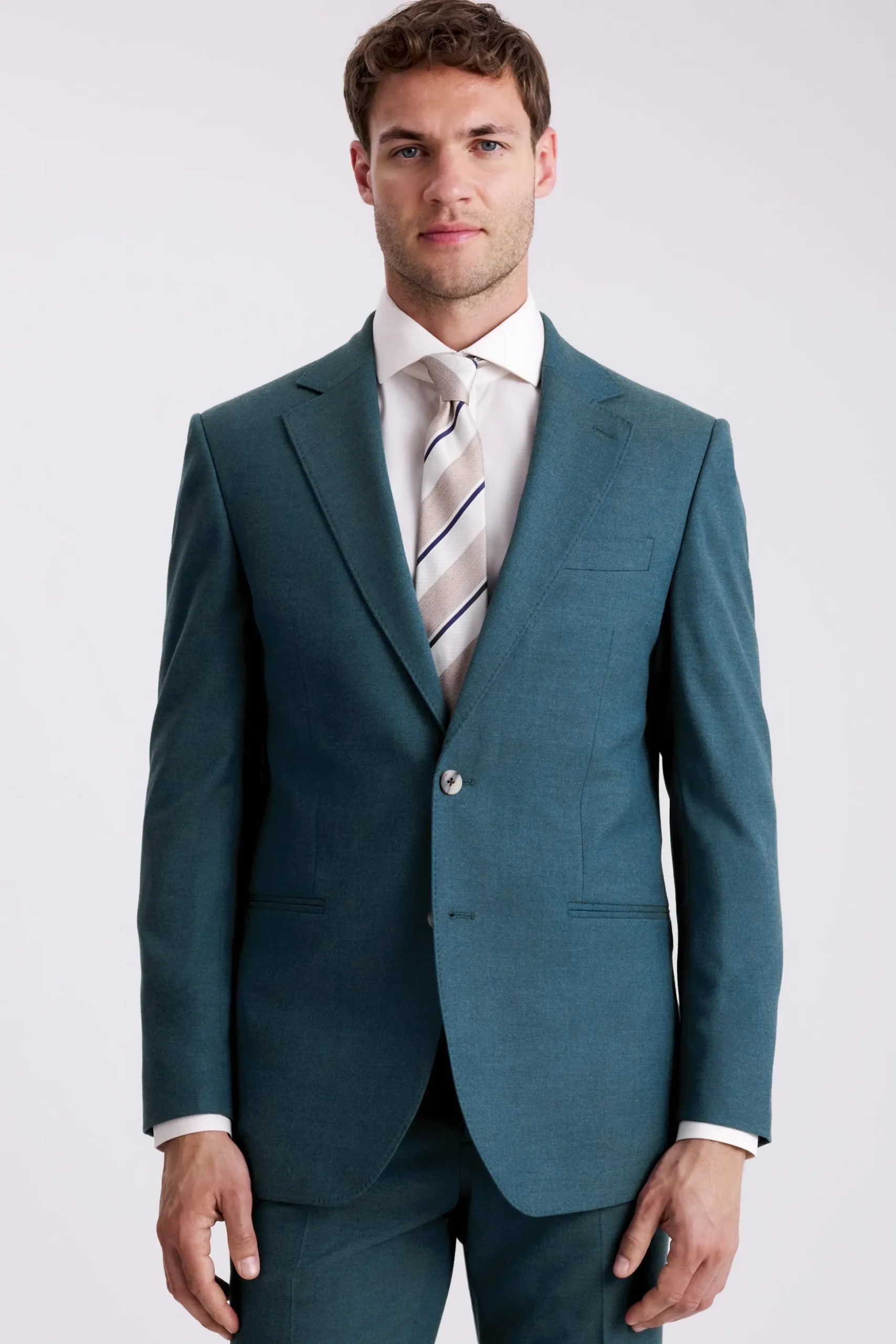 Tailored Fit Teal Flannel Suit
