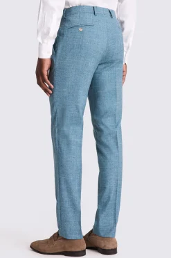 Tailored Fit Teal Slub Trousers