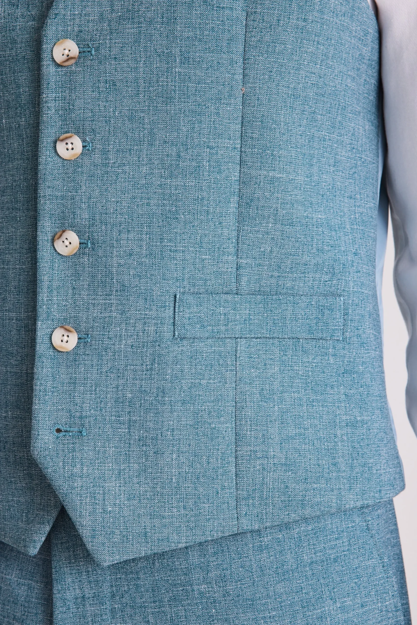 Tailored Fit Teal Slub Waistcoat