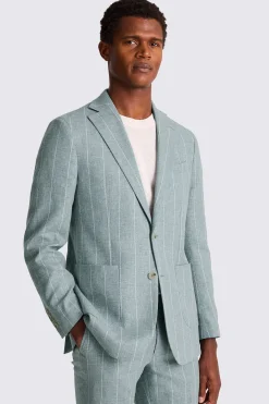 Tailored Fit Teal Stripe Linen Suit