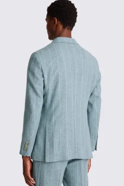 Tailored Fit Teal Stripe Linen Suit