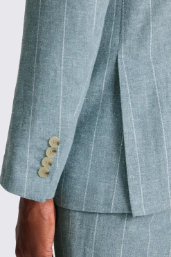 Tailored Fit Teal Stripe Linen Suit