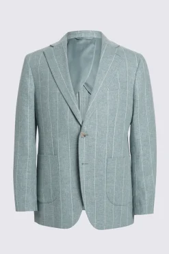 Tailored Fit Teal Stripe Linen Suit