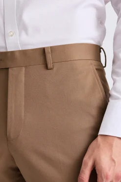 Tailored Fit Tobacco Cotton Trousers