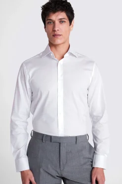 Tailored Fit White Dobby Stretch Shirt