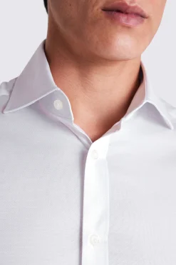 Tailored Fit White Dobby Stretch Shirt