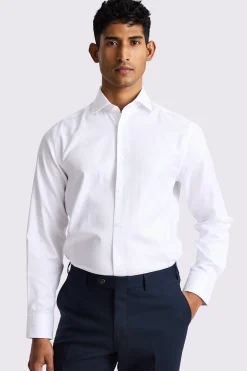 Tailored Fit White Herringbone Shirt
