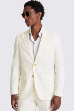 Tailored Fit White Matte Linen Suit