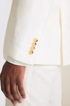 Tailored Fit White Matte Linen Suit