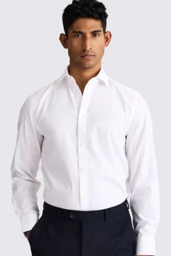 Tailored Fit White Pinpoint Contrast Non Iron Shirt