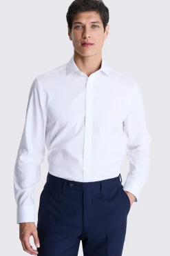 Tailored Fit White Pinpoint Oxford Contrast Non Iron Shirt